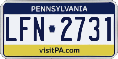 PA license plate LFN2731