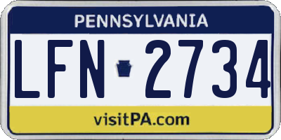 PA license plate LFN2734