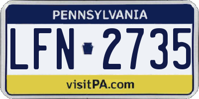 PA license plate LFN2735