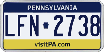 PA license plate LFN2738