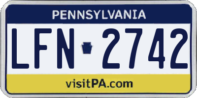 PA license plate LFN2742