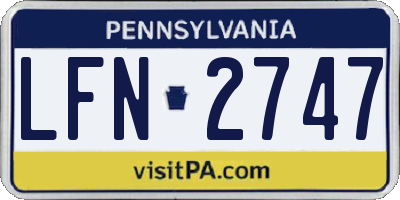PA license plate LFN2747