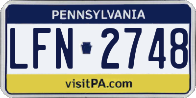 PA license plate LFN2748