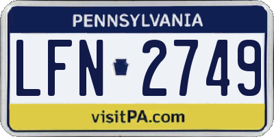 PA license plate LFN2749