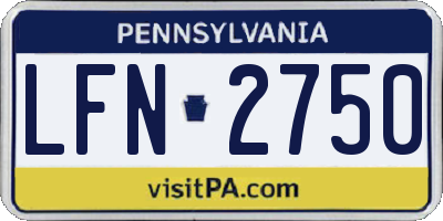 PA license plate LFN2750