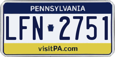 PA license plate LFN2751