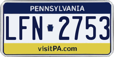 PA license plate LFN2753
