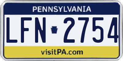 PA license plate LFN2754