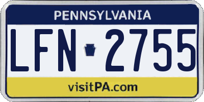 PA license plate LFN2755