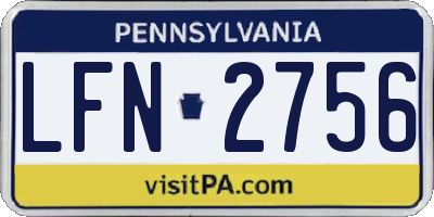PA license plate LFN2756