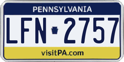 PA license plate LFN2757