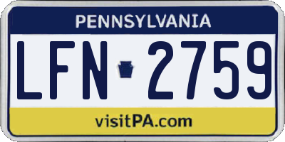 PA license plate LFN2759