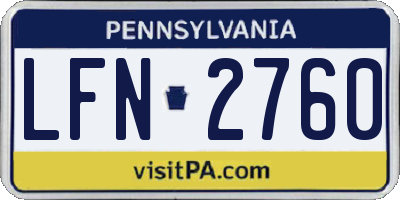 PA license plate LFN2760