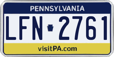 PA license plate LFN2761