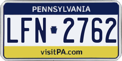 PA license plate LFN2762