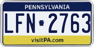 PA license plate LFN2763