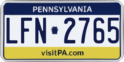 PA license plate LFN2765