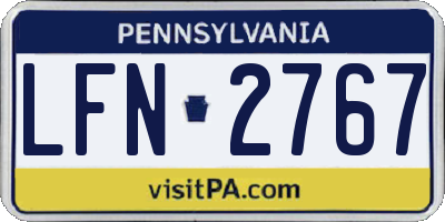 PA license plate LFN2767
