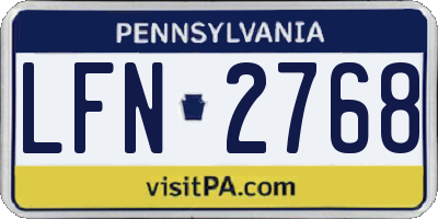 PA license plate LFN2768