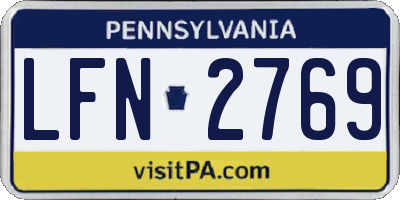 PA license plate LFN2769