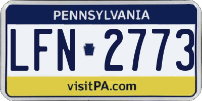 PA license plate LFN2773