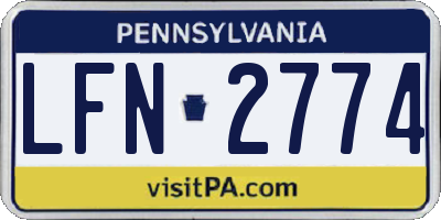PA license plate LFN2774