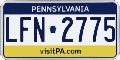 PA license plate LFN2775