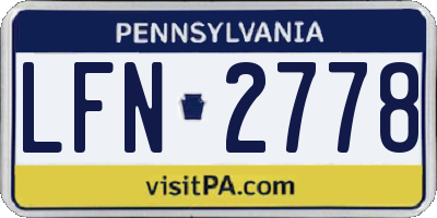 PA license plate LFN2778