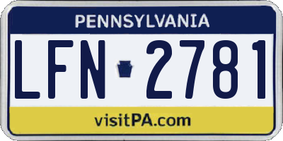 PA license plate LFN2781