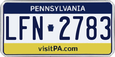 PA license plate LFN2783