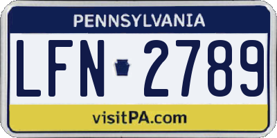 PA license plate LFN2789