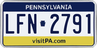 PA license plate LFN2791