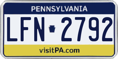 PA license plate LFN2792
