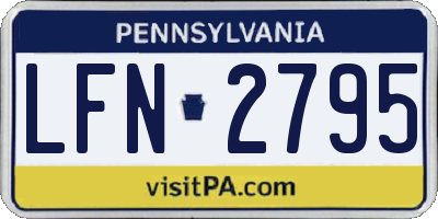 PA license plate LFN2795