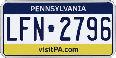 PA license plate LFN2796