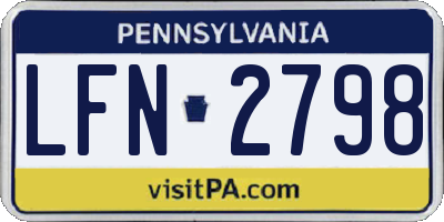 PA license plate LFN2798