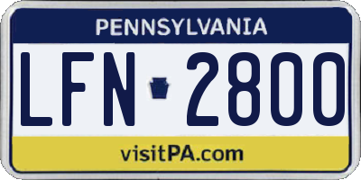 PA license plate LFN2800