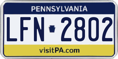 PA license plate LFN2802