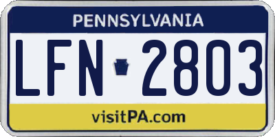 PA license plate LFN2803