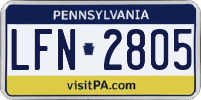 PA license plate LFN2805