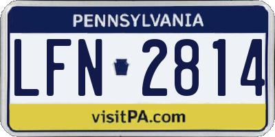 PA license plate LFN2814