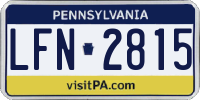 PA license plate LFN2815