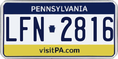PA license plate LFN2816