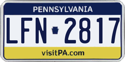 PA license plate LFN2817