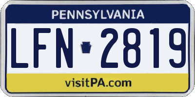 PA license plate LFN2819
