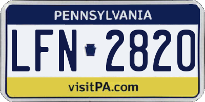 PA license plate LFN2820