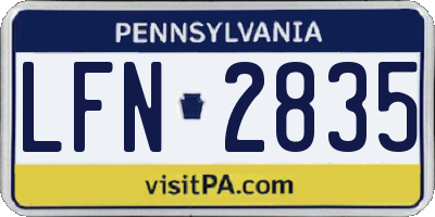 PA license plate LFN2835