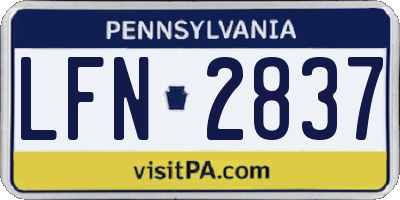 PA license plate LFN2837