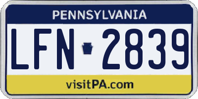 PA license plate LFN2839