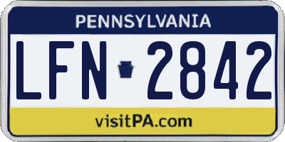PA license plate LFN2842